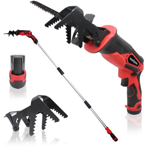 Scie sabre télescopique sans fil 12V avec rallonge 170 cm - Lames bois & métal incluses