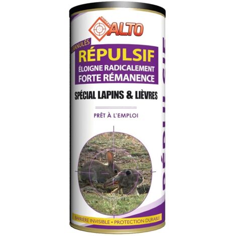 Répulsif lapins granulés 400g – Éloigne les nuisibles – Pour milieux humides – Protection des plantations et allées – Cibles Alto