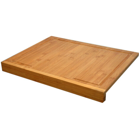 Planche à découper en bambou 2-en-1 – Résistante à l'humidité – Fixation pratique pour tables – Rainures pour liquides – Excellent