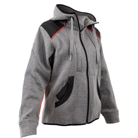 Blouson travail à capuche femme 2 poches molletonné gris XS à 2XL (1/4)