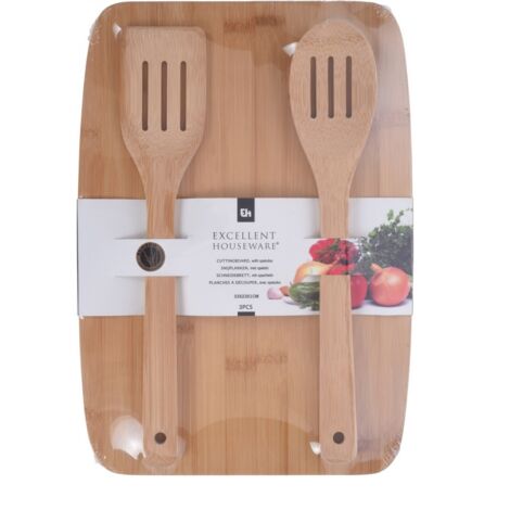 Planche à découper bambou 33 x 23 x 1 cm 2 spatules (1/2)