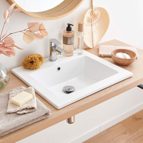 Lavabo rectangular de encastre LINA de cerámica blanca de 50x43cm