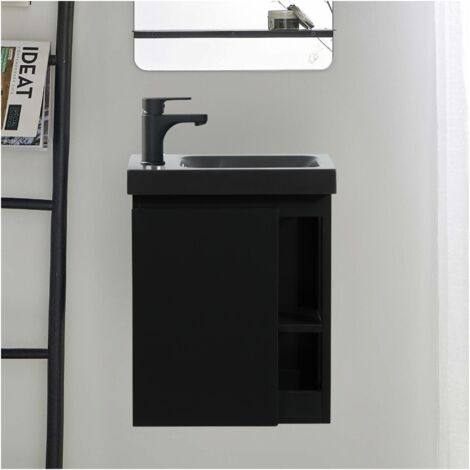 Mueble lavabo de pared HAMPTON de resina negra