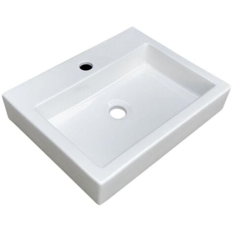 Lavabo rectangular de cerámica blanca 43 x 26,5 cm MOKI