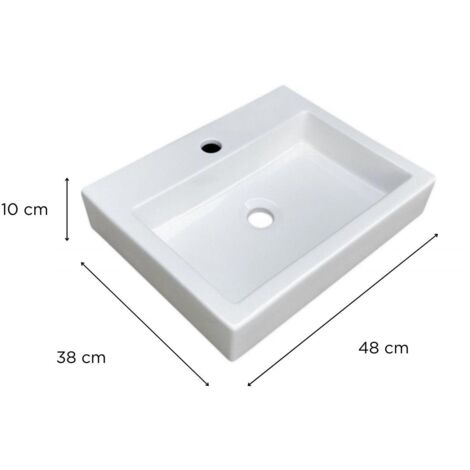 Lavabo rectangular de cerámica blanca 43 x 26,5 cm MOKI