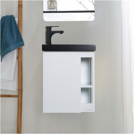 Mueble lavabo de pared HAMPTON de resina negra