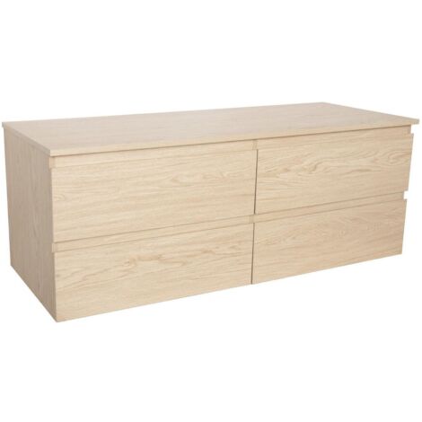 Mueble de pared SORRENTO de 120 cm con doble fregadero y encimera de madera (1/5)