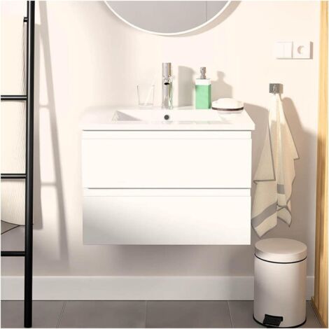 Conjunto de lavabo individual de 60cm con encimera de cerámica y grifo cromado SORRENTO
