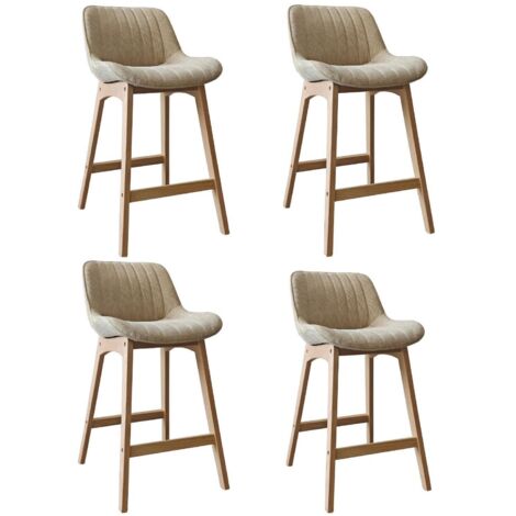 Conjunto de sillas de isla y bar NORDEN de roble de 65 cm con asiento de tela de pana