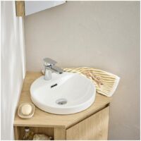 Lavabo redondo semiempotrado de cerámica blanca LEA de 37 cm