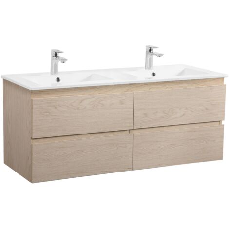 Mobile doppio lavabo sospeso SORRENTO 120cm con piano lavabo in ceramica