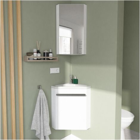 Set lavabo angolare sospeso SKINO con rubinetto e mobile angolare