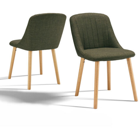 Goeurvant Chaises de salle à manger modernes avec coussin d'assise épais, dossier ergonomique et pieds en bois, Style et confort réunis - Lot de 2 - Vert de pré