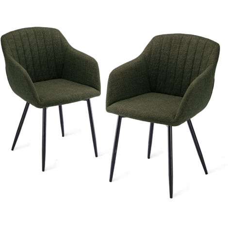 Goeurvant – Lot de 2 chaises de salle à manger minimalistes – Assise large et accoudoirs ergonomiques – Capacité de charge 150 kg – Vert de pré