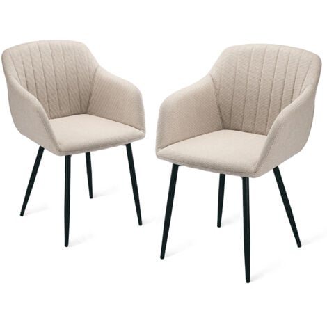Goeurvant Chaises de salle à manger minimalistes avec assise large et accoudoirs ergonomiques, combinaison de confort et d'élégance - Lot de 2 - Beige