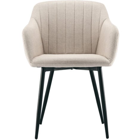 Goeurvant Chaises de salle à manger minimalistes avec assise large et accoudoirs ergonomiques, combinaison de confort et d'élégance - Lot de 2 - Beige