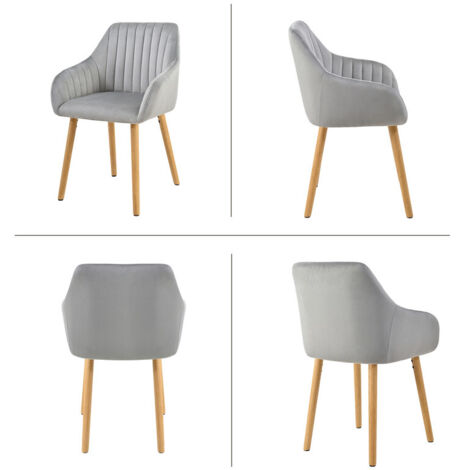 Goeurvant Chaises Velours Lot de 4 Salle à Manger, Chaise de Cuisine Moderne Rembourrée avec Dossier et Pieds en Métal pour Salle à Manger, Salon et Chambre à Coucher, Gris Clair