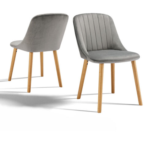 Goeurvant Chaises de salle à manger modernes avec coussin d'assise épais, dossier ergonomique et pieds en bois, Style et confort réunis - Lot de 2 - Gris clair