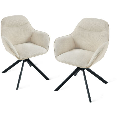 Goeurvant – Lot de 2 chaises pivotantes 360° – Accoudoirs ergonomiques – Dossier large pour soutien lombaire – Rembourrage cuir PU – Beige