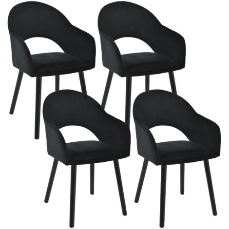 Goeurvant Chaises de salle à manger confortables avec dossier en forme de croissant et accoudoirs ergonomiques, L'alliance parfaite de soutien et de style - Lot de 4 - Noir