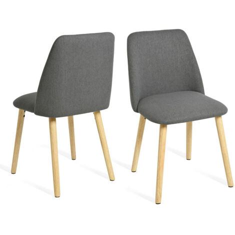 Goeurvant Chaises de Salle à Manger Modernes Minimalistes avec Revêtement Respirant et Pieds en Bois Massif - Lot de 2 - Gris