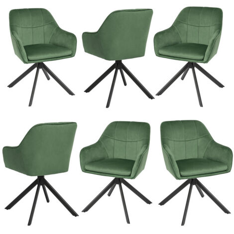 Goeurvant Chaises Pivotante Confortable avec Dossier Large et Accoudoirs Ergonomiques - Lot de 6 - Vert