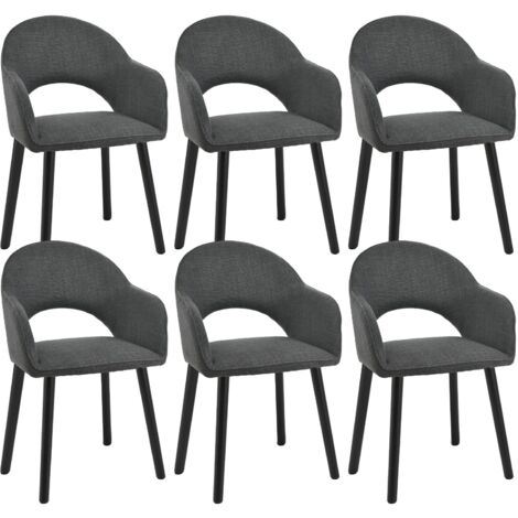 Goeurvant Chaises de salle à manger confortables avec dossier en forme de croissant et accoudoirs ergonomiques, L'alliance parfaite de soutien et de style - Lot de 6 - Anthracite