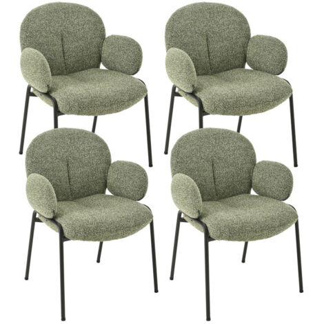 Goeurvant Chaises design élégantes à dossier courbé et pieds réglables, style scandinave - Lot de 4 - Vert