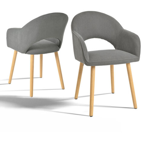 Goeurvant Chaises de salle à manger confortables avec dossier en forme de croissant et accoudoirs ergonomiques, L'alliance parfaite de soutien et de style - Lot de 2 - Gris (1/5)