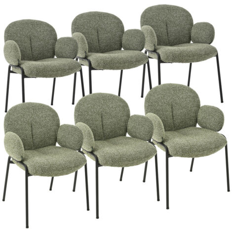 Goeurvant Chaises design élégantes à dossier courbé et pieds réglables, style scandinave - Lot de 6 - Vert
