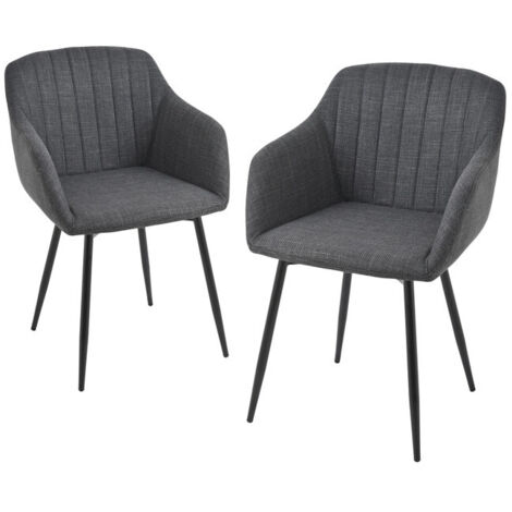 Goeurvant – Lot de 2 chaises de salle à manger minimalistes – Assise large en lin et accoudoirs ergonomiques – Confort optimal jusqu'à 150 kg
