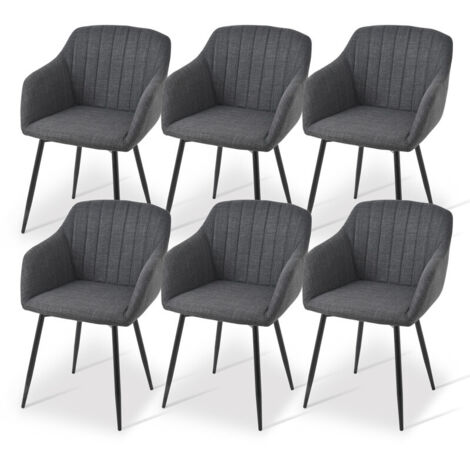 Goeurvant – Lot de 6 chaises de salle à manger minimalistes – Assise large et accoudoirs ergonomiques – Rembourrage en mousse haute densité – Capacité 150 kg