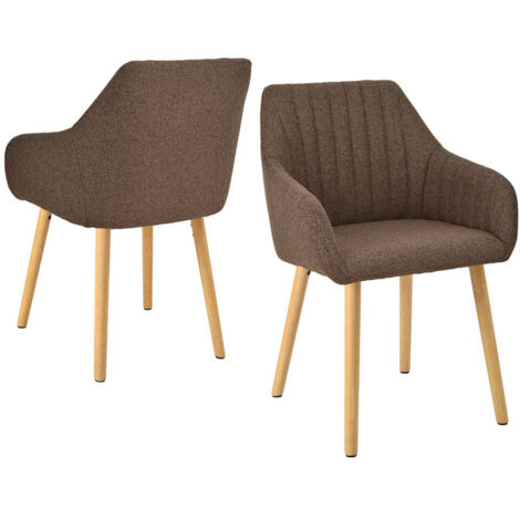 Goeurvant Chaises de salle à manger minimalistes avec soutien dorsal confortable, accoudoirs ergonomiques et pieds en bois solides - Lot de 2 – Marron foncé