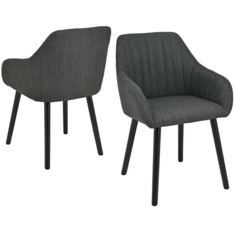 Goeurvant Chaises de salle à manger minimalistes avec soutien dorsal confortable, accoudoirs ergonomiques et pieds en bois solides - Lot de 2 – Plombé