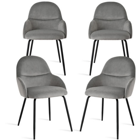 Goeurvant Chaises de salle à manger au style scandinave minimaliste, offrant un soutien dorsal optimal et une base en bois stable - Lot de 4 – Gris