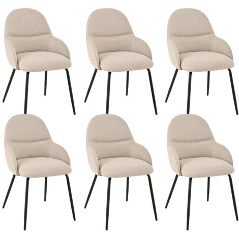 Goeurvant Chaises de salle à manger au style scandinave minimaliste, offrant un soutien dorsal optimal et une base en bois stable - Lot de 6 – Beige