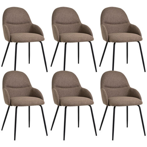 Goeurvant Chaises de salle à manger au style scandinave minimaliste, offrant un soutien dorsal optimal et une base en bois stable - Lot de 6 – Marron
