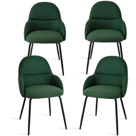 Goeurvant Chaises de salle à manger au style scandinave minimaliste, offrant un soutien dorsal optimal et une base en bois stable - Lot de 4 – Vert