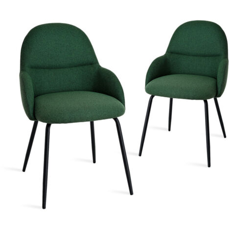 Goeurvant Chaises de salle à manger au style scandinave minimaliste, offrant un soutien dorsal optimal et une base en bois stable - Lot de 2 – Vert