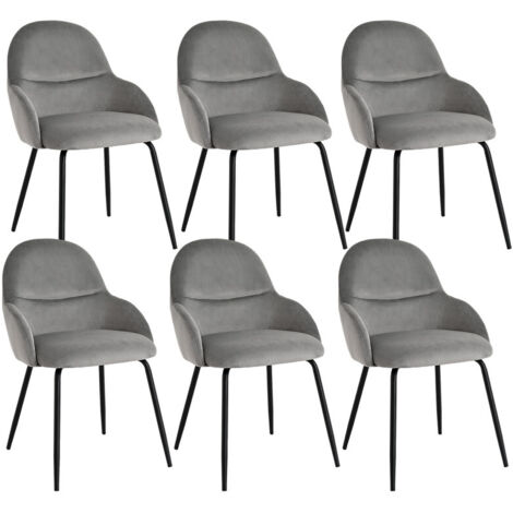 Goeurvant Chaises de salle à manger au style scandinave minimaliste, offrant un soutien dorsal optimal et une base en bois stable - Lot de 6 – Gris