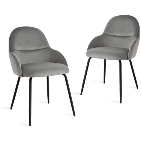 Goeurvant Chaises de salle à manger au style scandinave minimaliste, offrant un soutien dorsal optimal et une base en bois stable - Lot de 2 – Gris