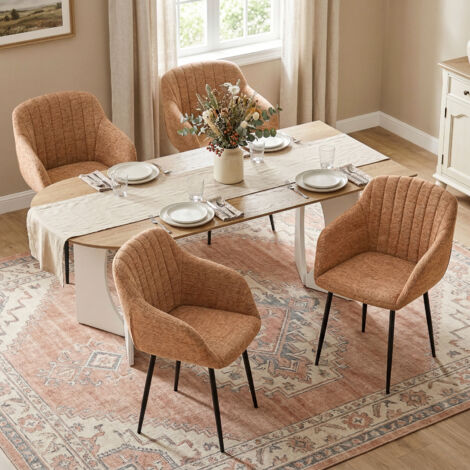 Goeurvant Chaises de salle à manger minimalistes avec assise large et accoudoirs ergonomiques, combinaison de confort et d'élégance - Lot de 6 - Marron - Chenille