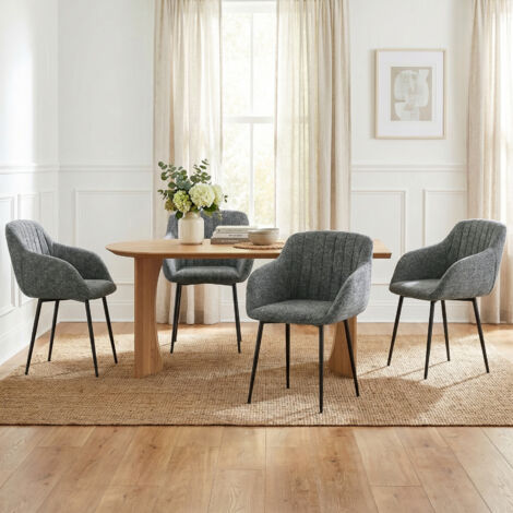 Goeurvant Chaises de salle à manger minimalistes avec assise large et accoudoirs ergonomiques, combinaison de confort et d'élégance - Lot de 2 - Gris/Vert - Chenille