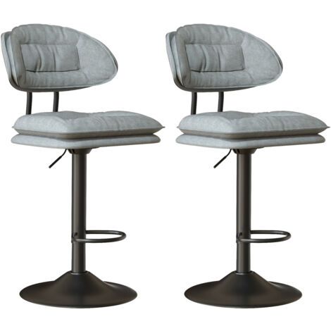 Hawthyhome Barhocker 2er Set, Ergonomische Gepolsterte Barhocker mit Rückenlehne, Verstellbare Doppellagige Barstuhl, für Esszimmer Heimbar Kücheninsel, 2 x Hocker (Hellgrau)