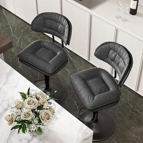 Hawthyhome Barhocker 2er Set, Ergonomische Gepolsterte Barhocker mit Rückenlehne, Verstellbare Doppellagige Barstuhl, für Esszimmer Heimbar Kücheninsel, 2 x Hocker (Dunkelgrau)