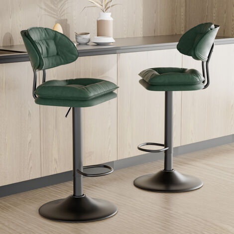 Hawthyhome Barhocker 2er Set, Ergonomische Gepolsterte Barhocker mit Rückenlehne, Verstellbare Doppellagige Barstuhl, für Esszimmer Heimbar Kücheninsel, 2 x Hocker (Military Green)