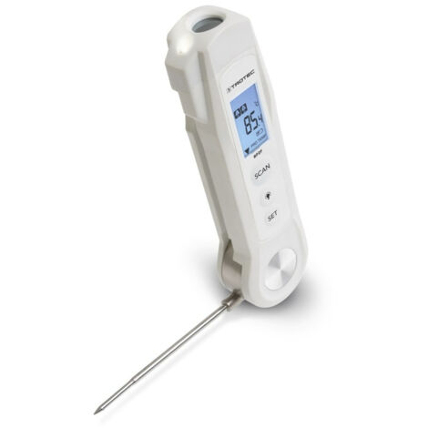 TROTEC Termometro BP2F - termometro digitale per carne per cucinare - campo di misura da -40 °C a +200 °C, infrarossi fino a +280 °C, IP65, lampada LED
