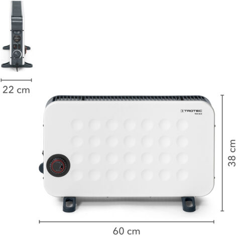 TROTEC Radiatore elettrico TCH 26 E – potenza termica 750 W / 1250 W / 2000 W – termoconvettore mobile, bianco