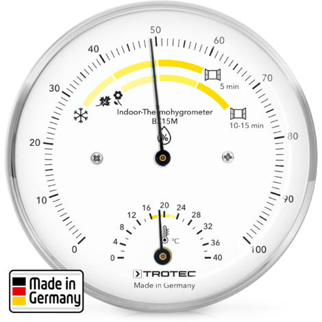 TROTEC Termoigrometro BZ15M Termoigrometro Campo di misura da 0°C a 40°C / da 0% a 100% Misurazione dell'umidità relativa e della temperatura dell'aria Facile da leggere e interpretare