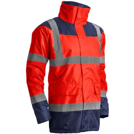 Parka hiver haute visibilité de travail - COVERGUARD - KETA (taille au choix) Rouge/Marine XXXL